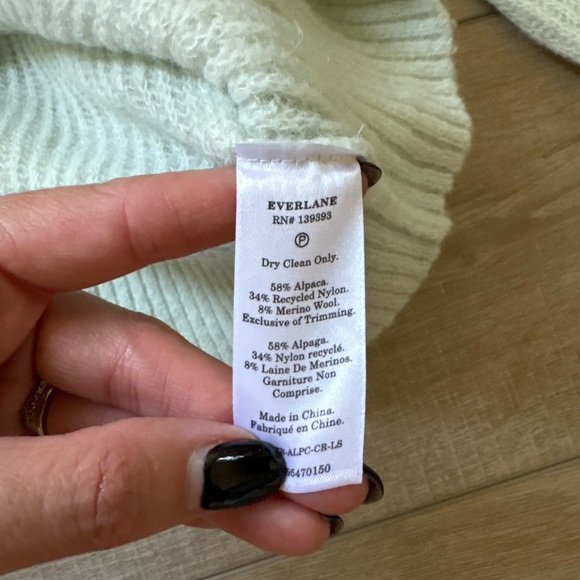 EVERLANE Cocoon Crew Mint Green Alpaca Wool Women's Sweater - Picture 5 of 7